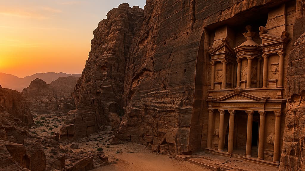 The Treasury at Petra, ancient archaeological site in Jordan